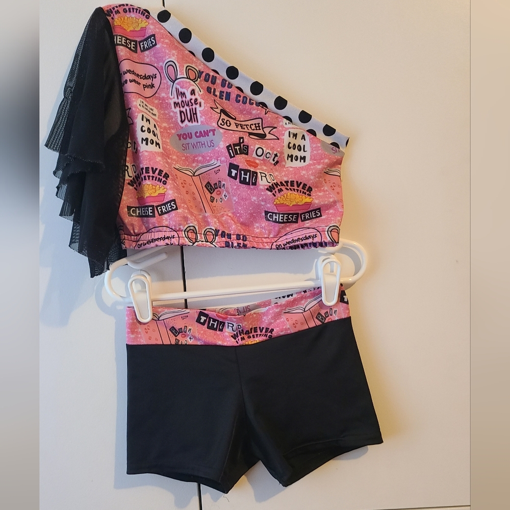 Mean Girls Pink and Black Graphic Shorts Dancewear Set